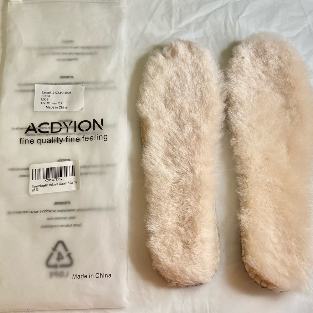 Women’s Natural Sheepskin Insoles Size 7.5